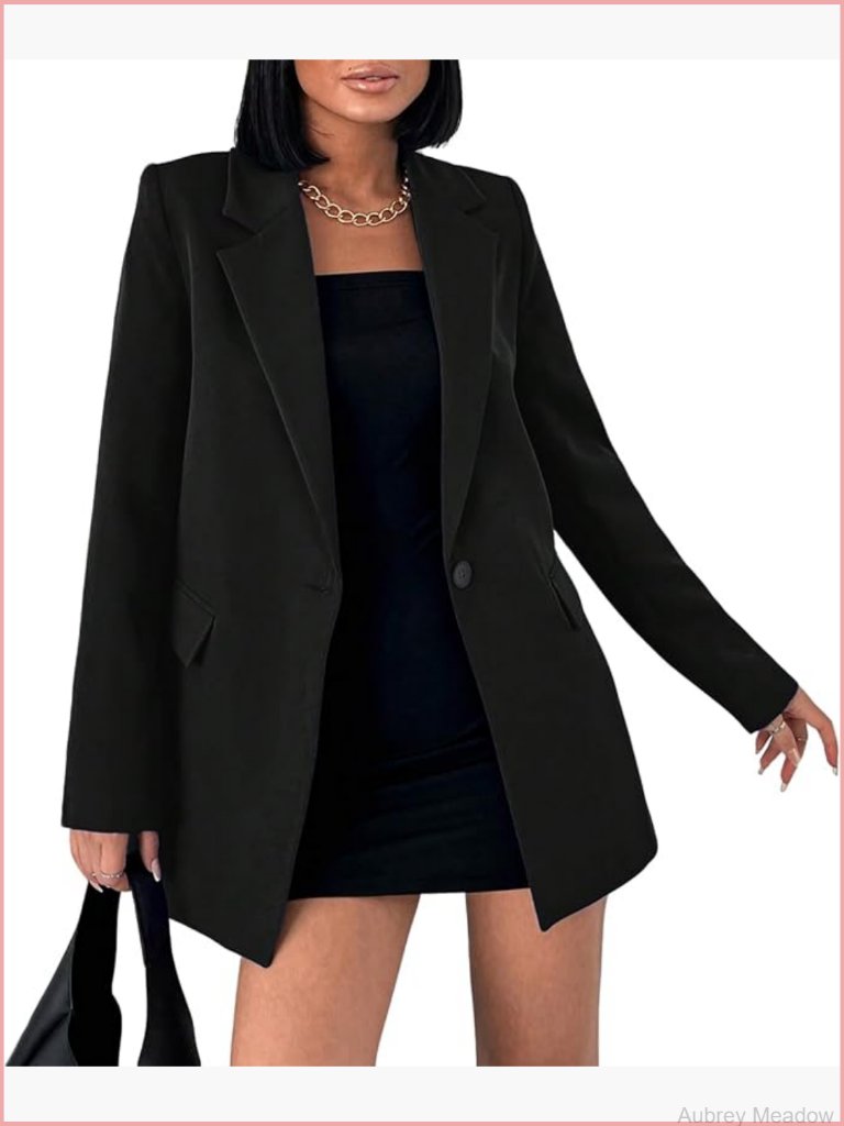 Women Blazers Business Casual Long Sleeve Lapel Pockets Dressy Suit Jackets